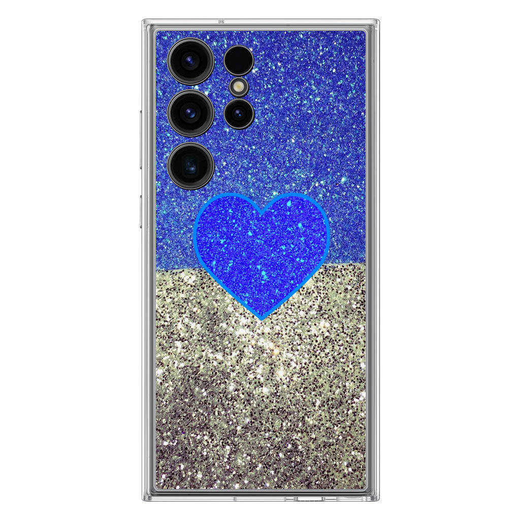 Love Glitter Blue and Grey Samsung Galaxy S23 Ultra Case