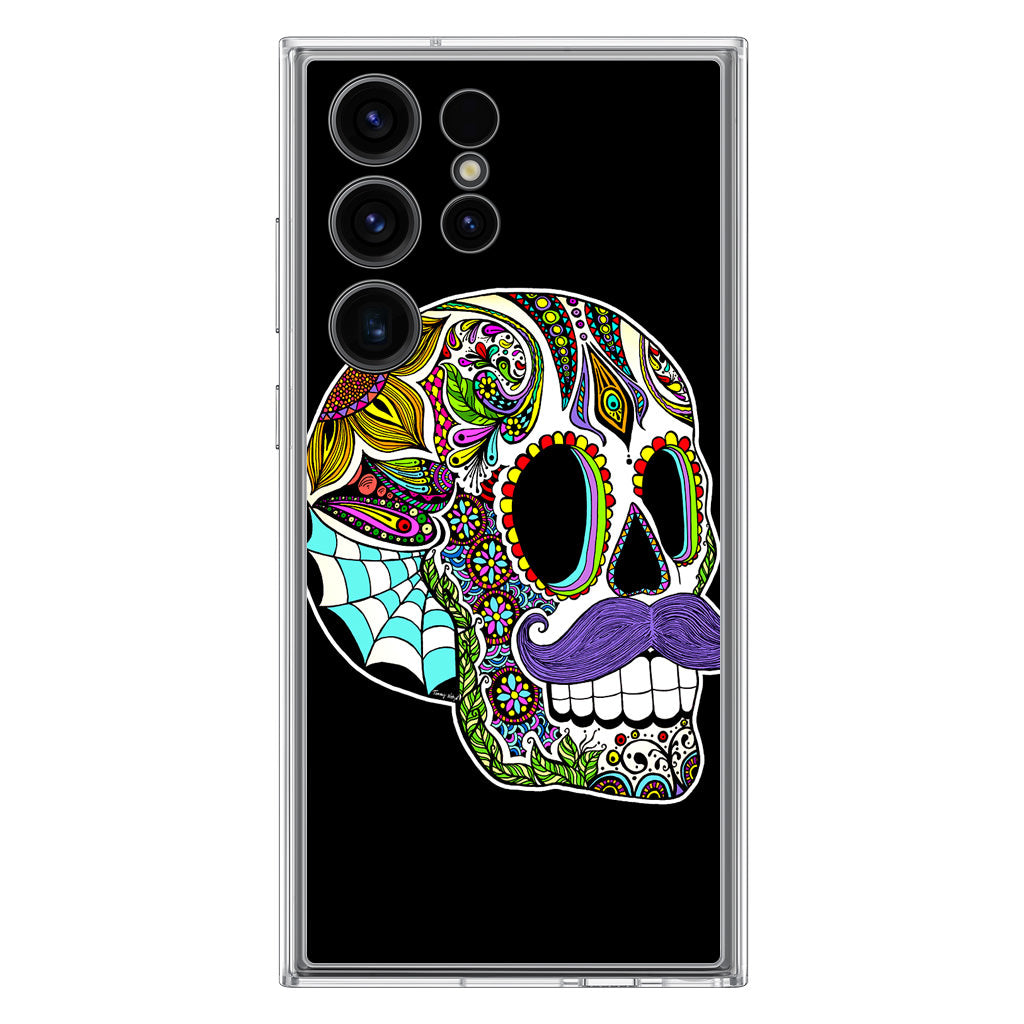 Mustache Sugar Skull Samsung Galaxy S23 Ultra Case