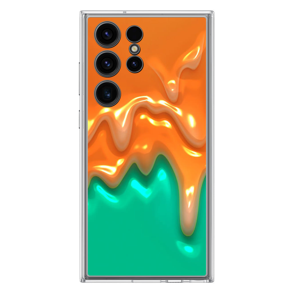 Orange Paint Dripping Samsung Galaxy S23 Ultra Case