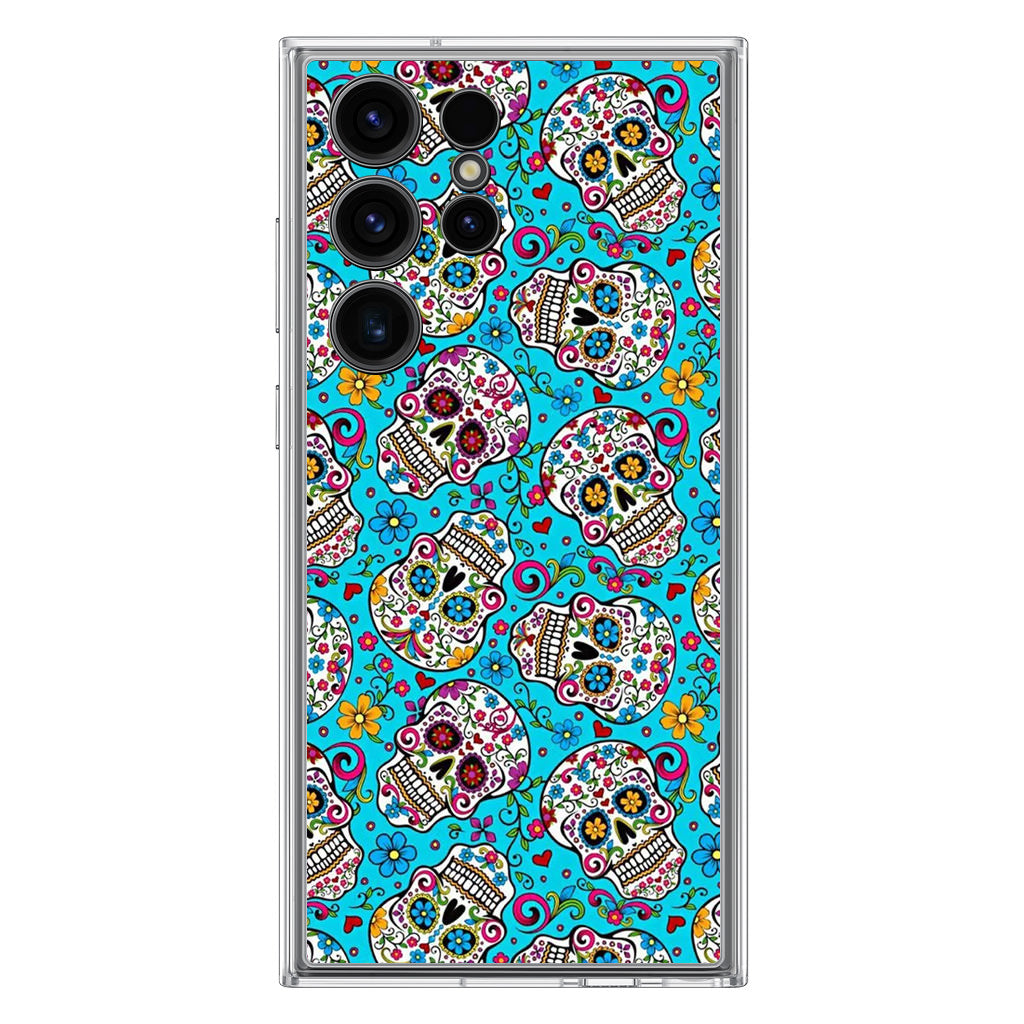 Skull Floral Sugar Samsung Galaxy S23 Ultra Case