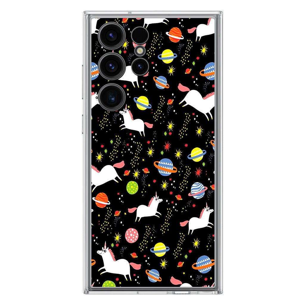 Space Unicorn Pattern Samsung Galaxy S23 Ultra Case