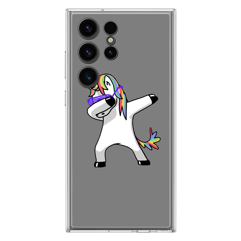 Unicorn Dabbing Grey Samsung Galaxy S23 Ultra Case