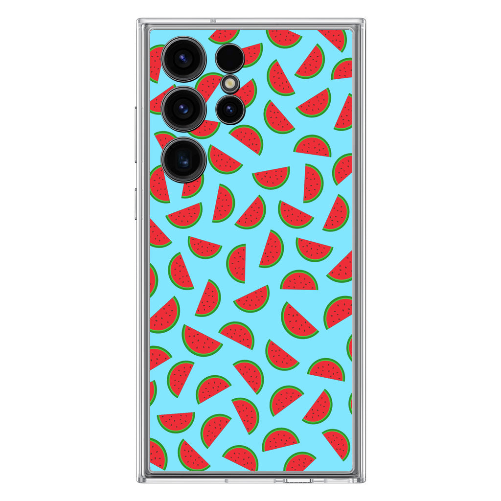 Watermelon Fruit Pattern Blue Samsung Galaxy S23 Ultra Case