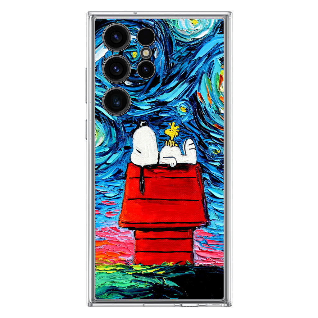 Dog Lying Under Starry Night Van Gogh Samsung Galaxy S23 Ultra Case