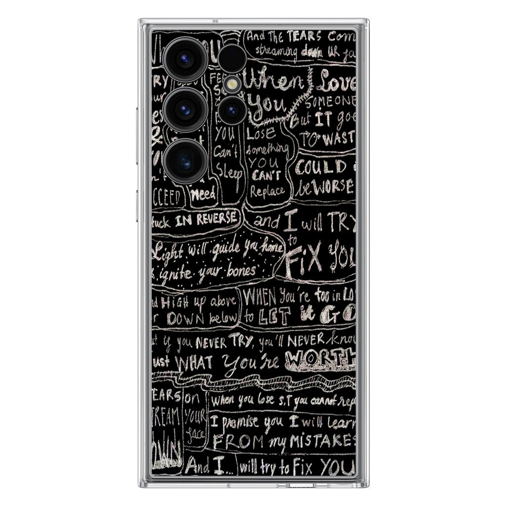 Fix You Lyrics Samsung Galaxy S23 Ultra Case