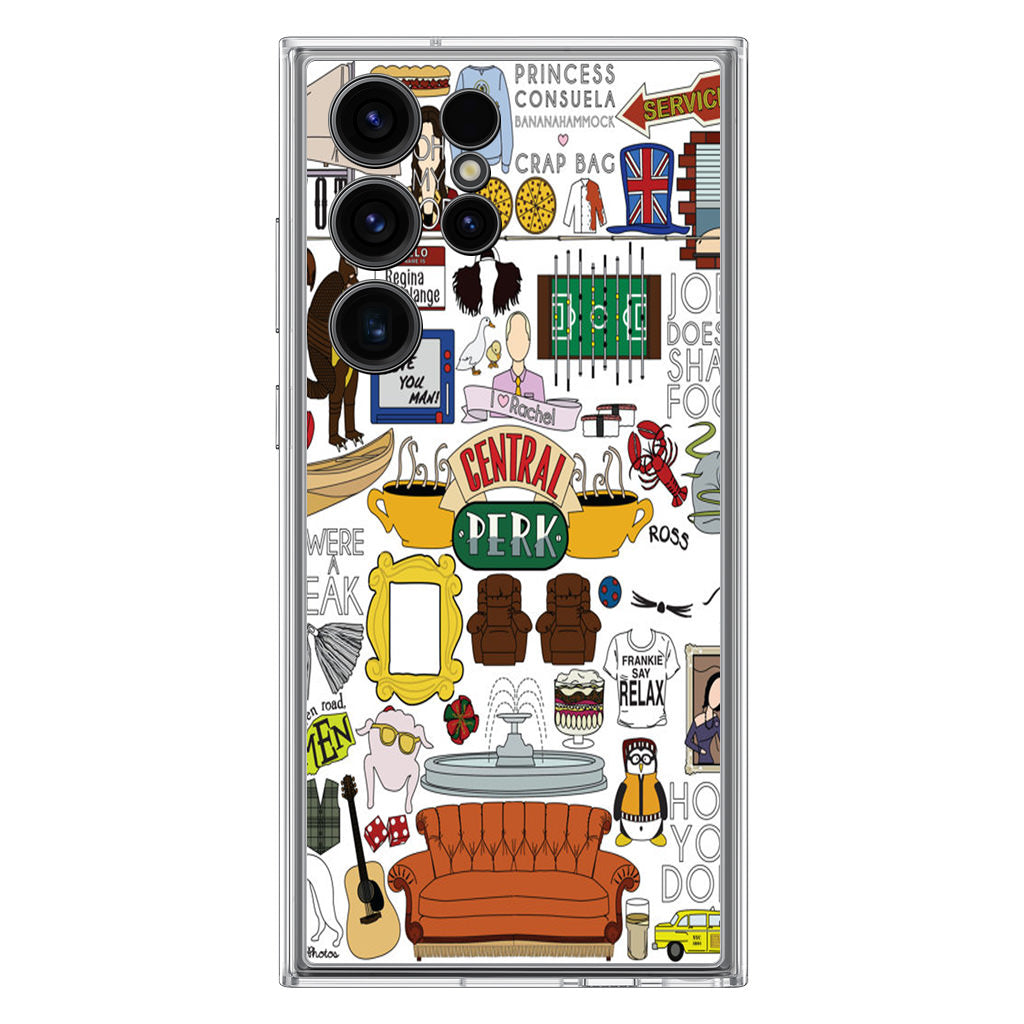 Friends TV Show Central Perk Sticker Samsung Galaxy S23 Ultra Case