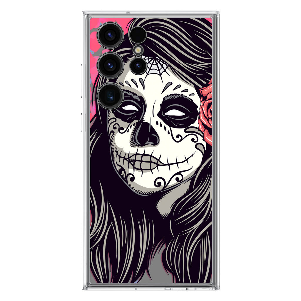 Girl Skull Flower Samsung Galaxy S23 Ultra Case