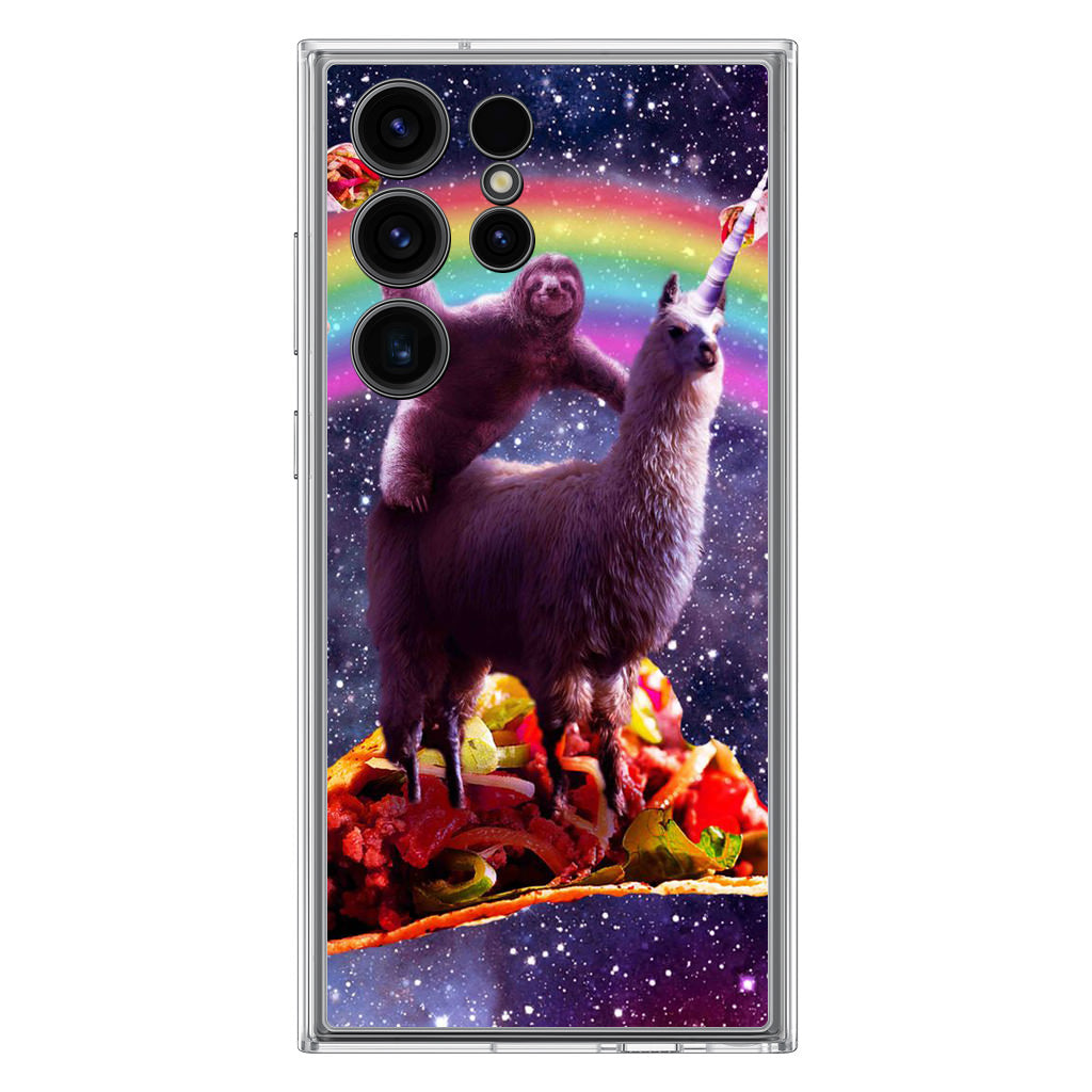 LLama And Sloth On Space Samsung Galaxy S23 Ultra Case