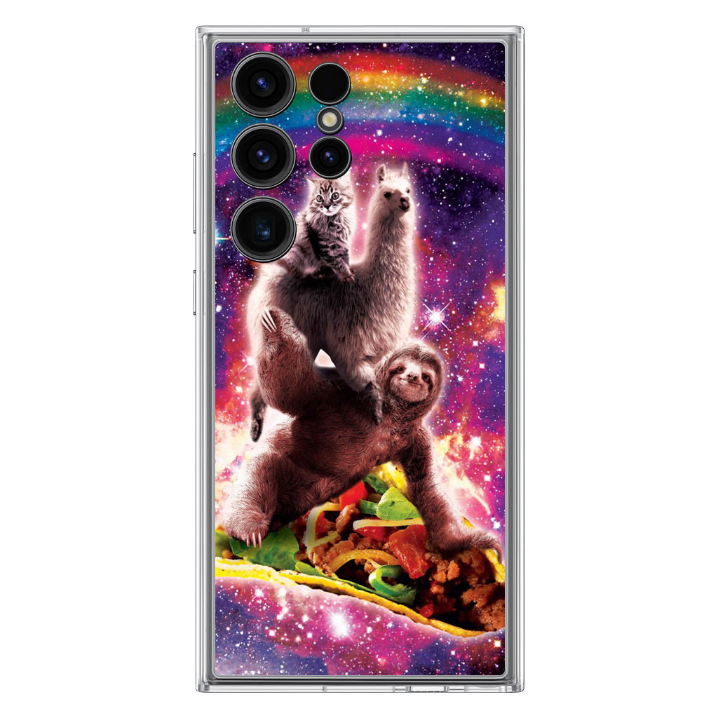 LLama Sloth And Cat Playing Together Samsung Galaxy S23 Ultra Case