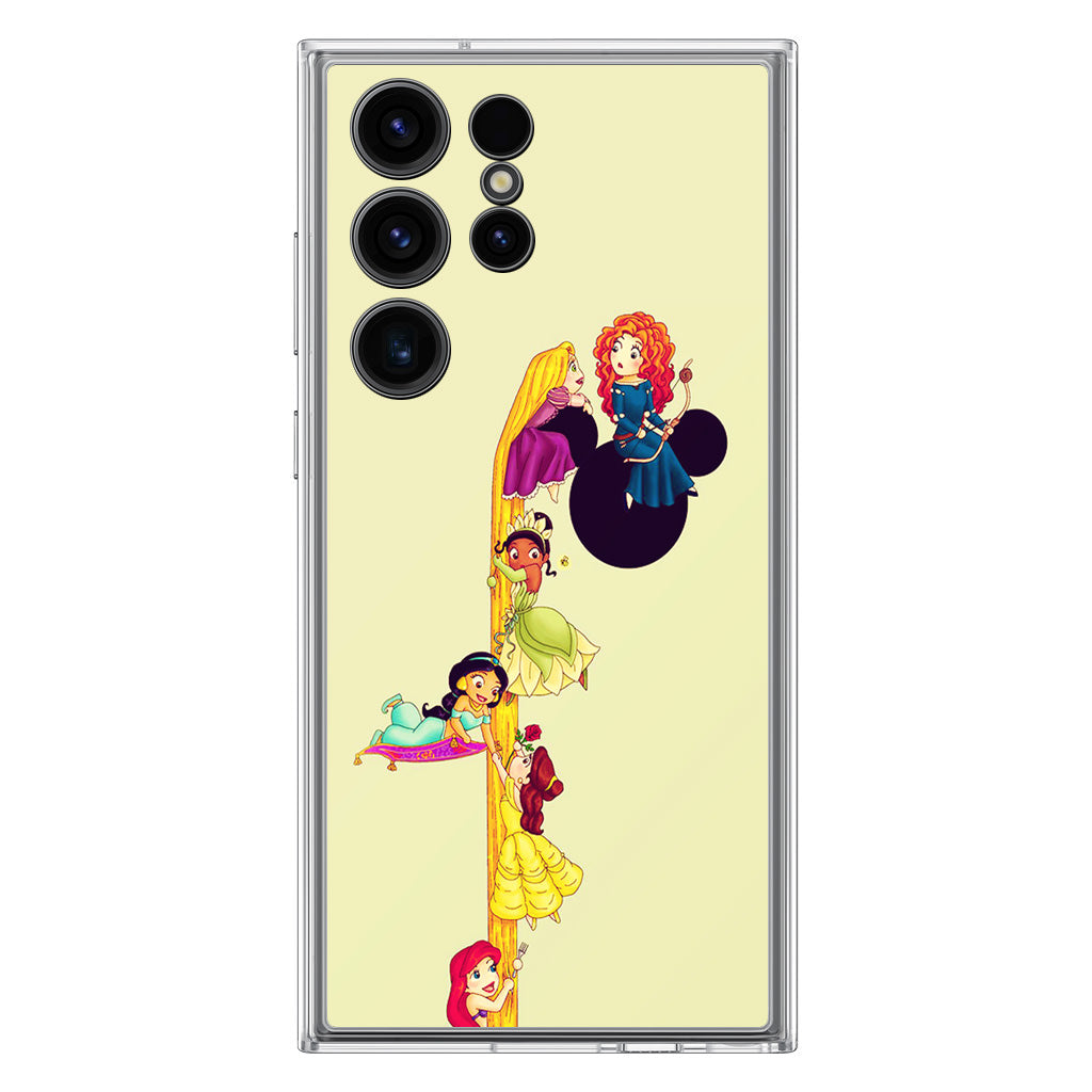 Princesses Climbing Rapunzel's Hair Samsung Galaxy S23 Ultra Case