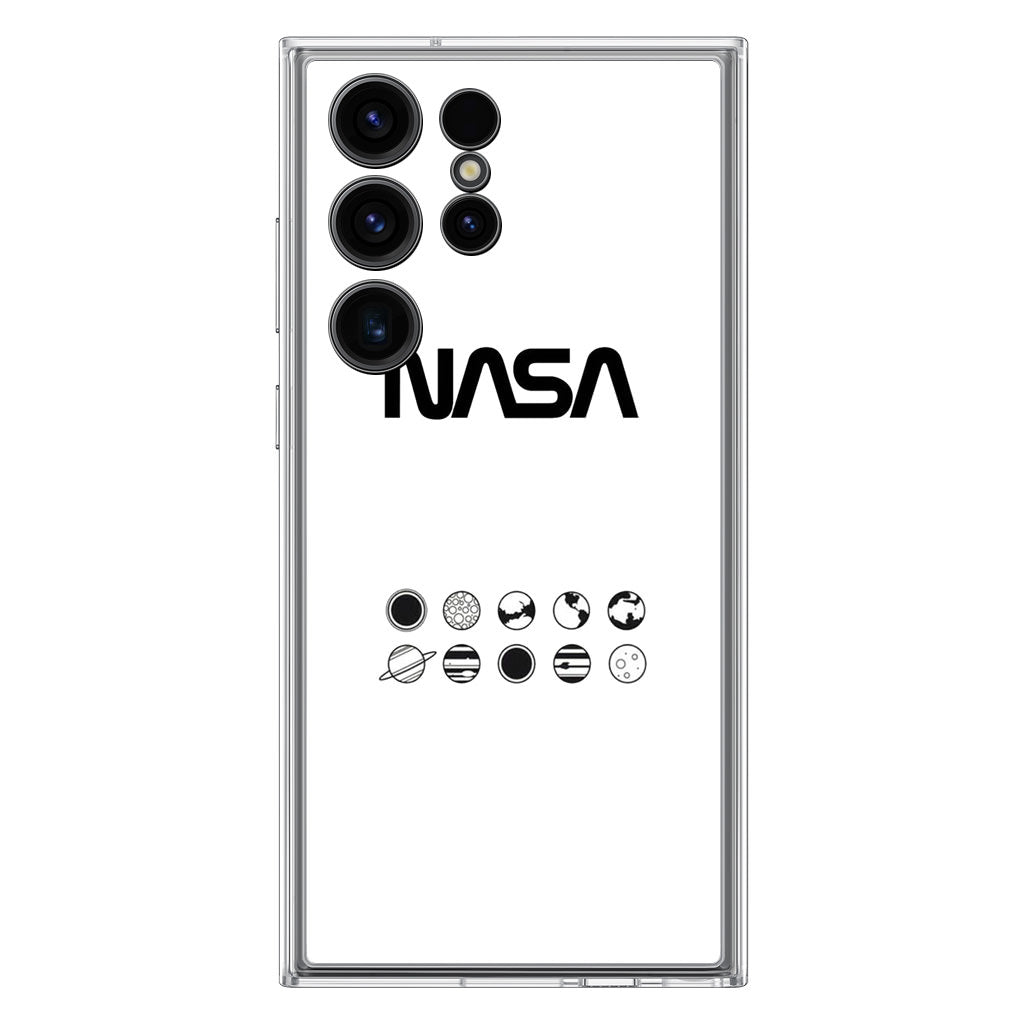 NASA Minimalist White Samsung Galaxy S23 Ultra Case