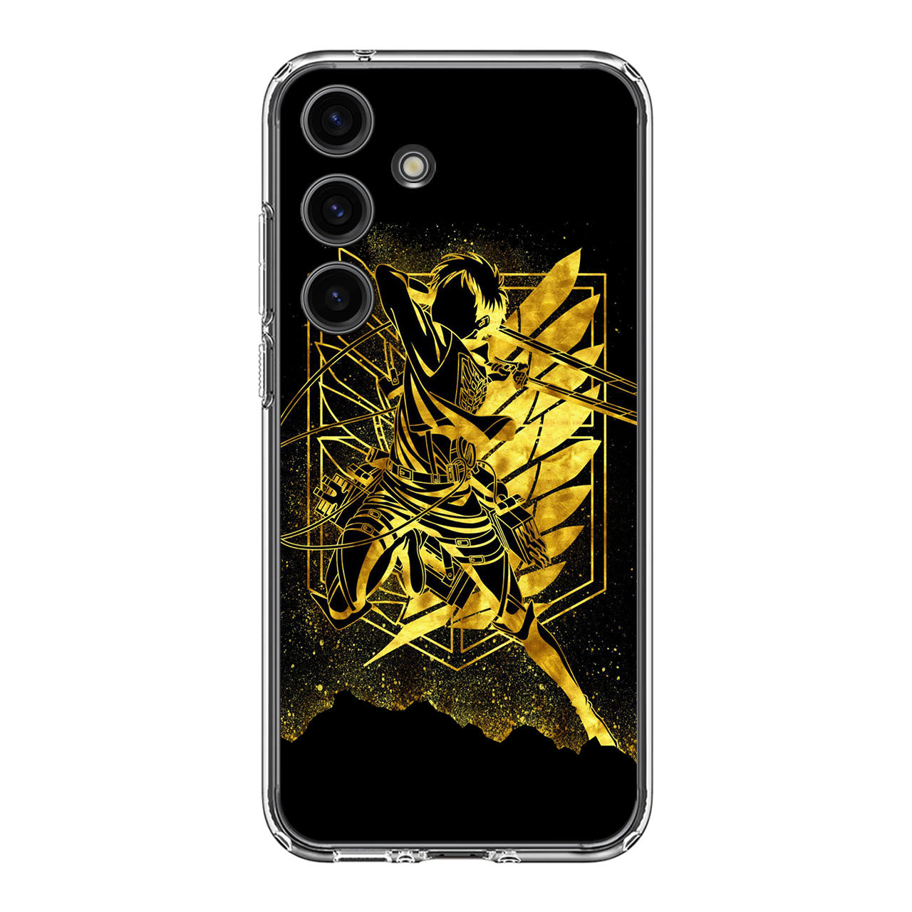 Eren Yeager Attack on Titan Gold Silhoutte Samsung Galaxy S24 / S24 Plus Case