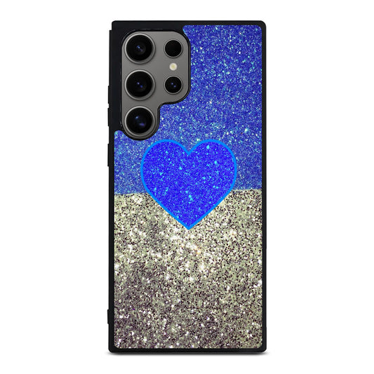 Love Glitter Blue and Grey Samsung Galaxy S24 Ultra Case