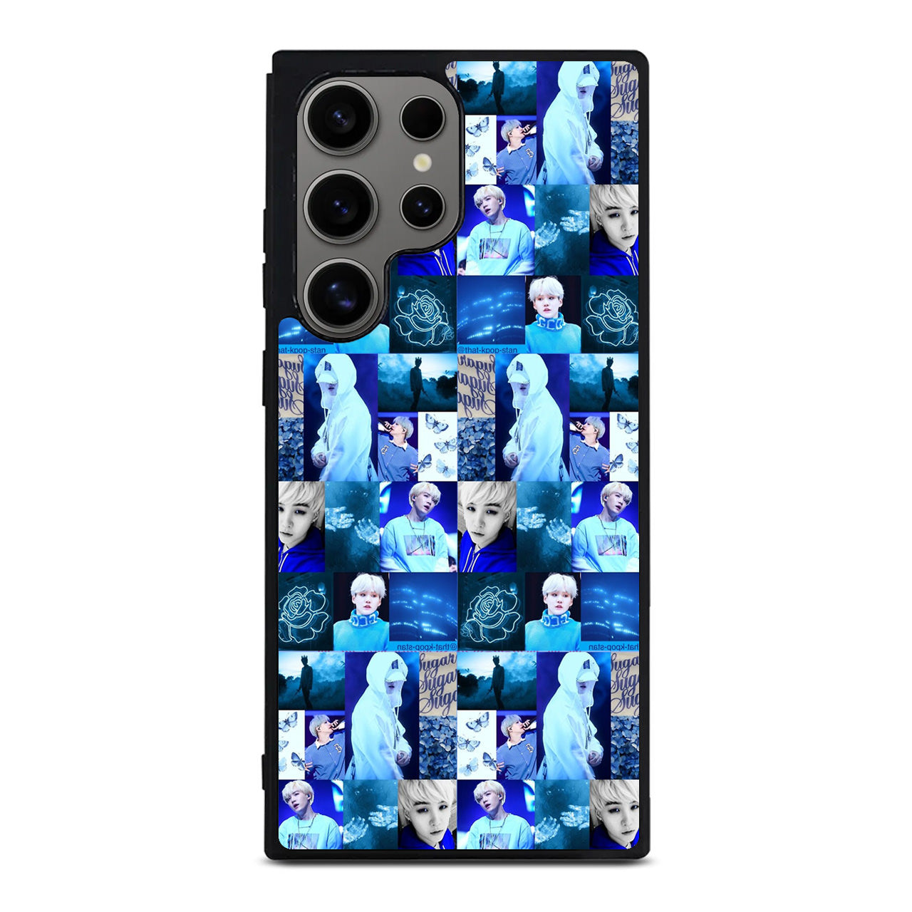 BTS Suga Blue Aesthetic Collage Samsung Galaxy S24 Ultra Case