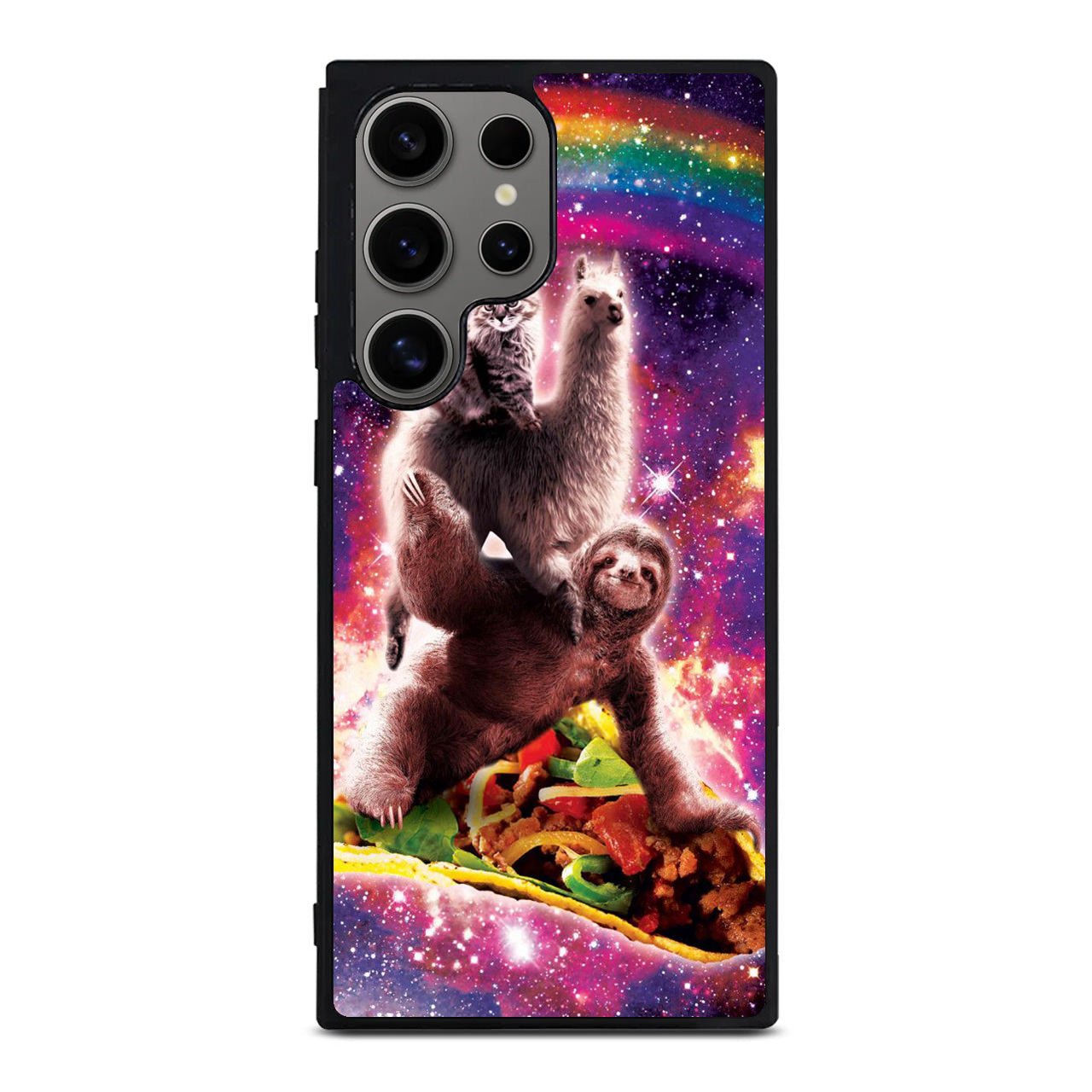 LLama Sloth And Cat Playing Together Samsung Galaxy S24 Ultra Case