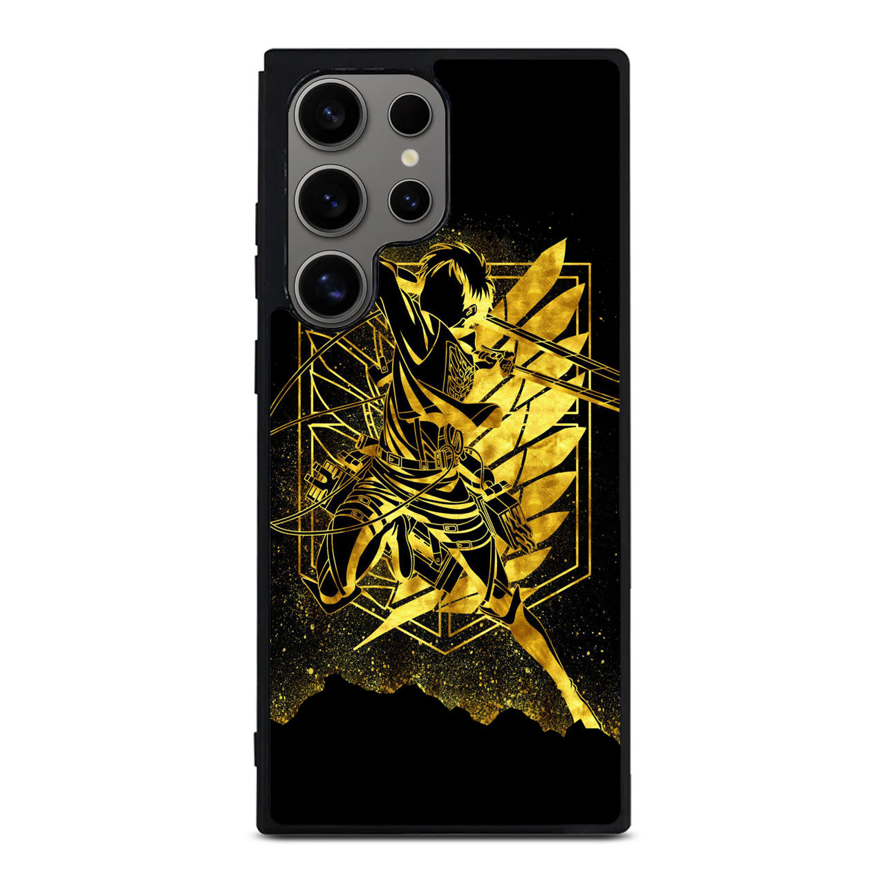 Eren Yeager Attack on Titan Gold Silhoutte Samsung Galaxy S24 Ultra Case