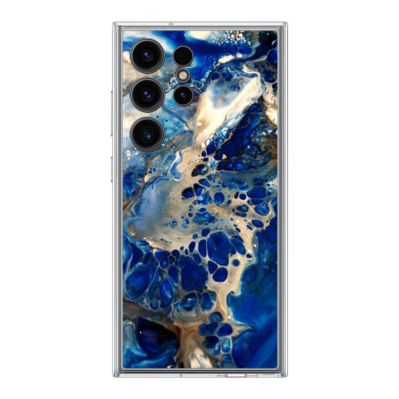 Abstract Golden Blue Paint Art Samsung Galaxy S24 Ultra Case