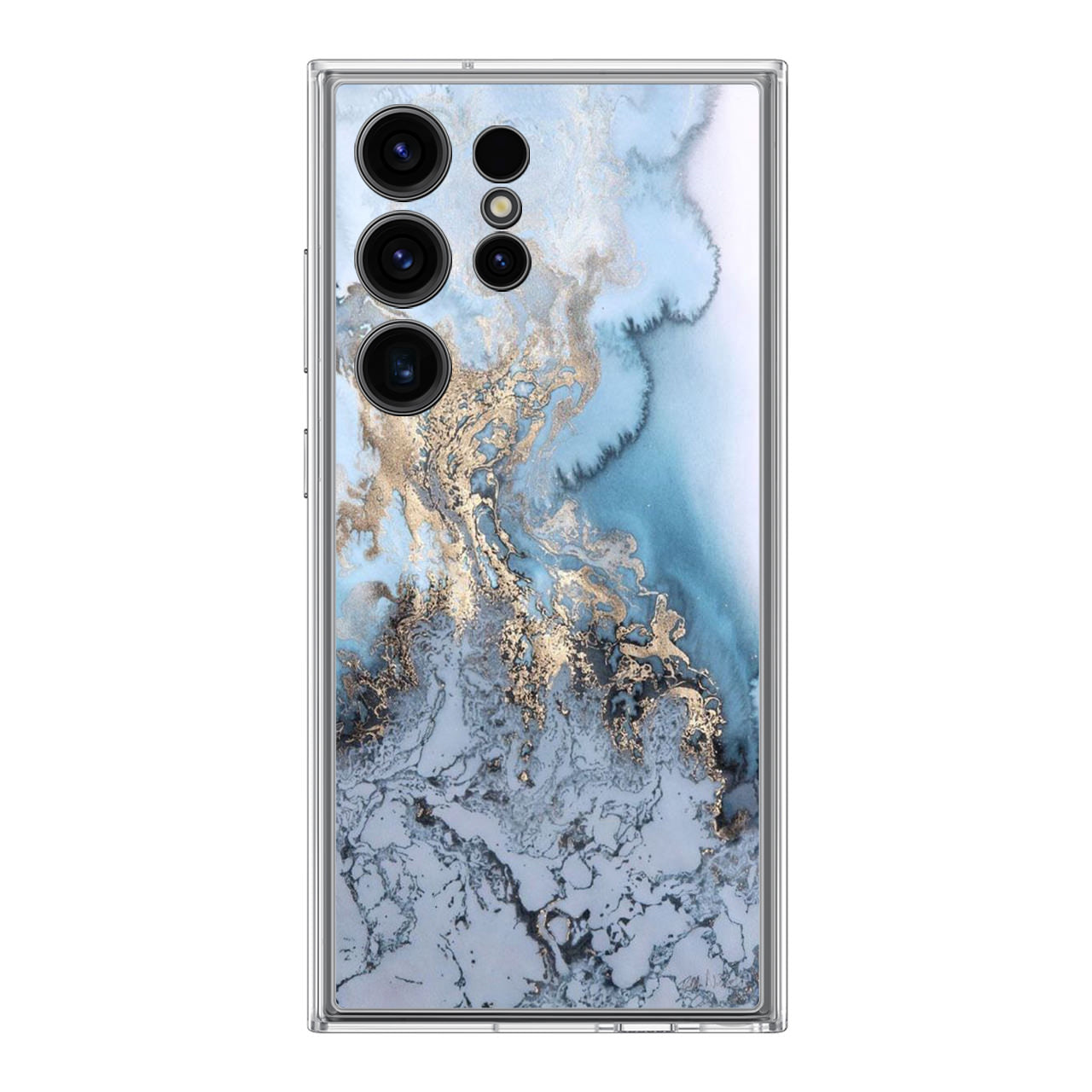Golden Azure Marble Samsung Galaxy S24 Ultra Case
