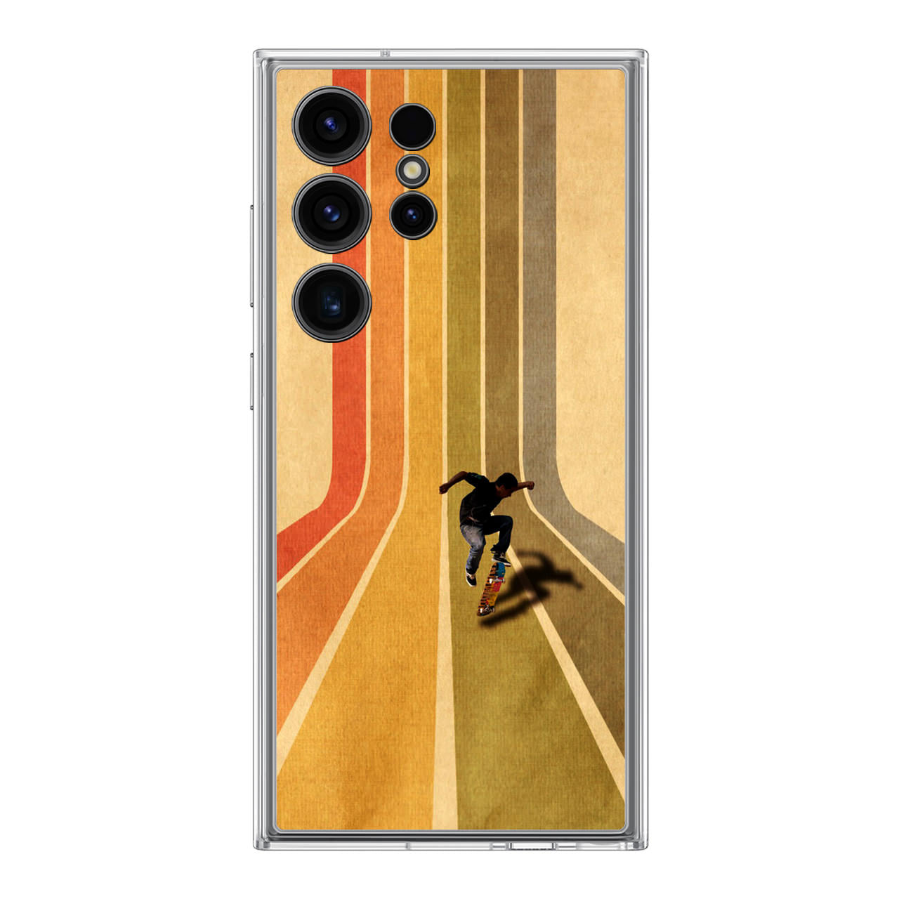 Vintage Skateboard On Colorful Stipe Samsung Galaxy S24 Ultra Case