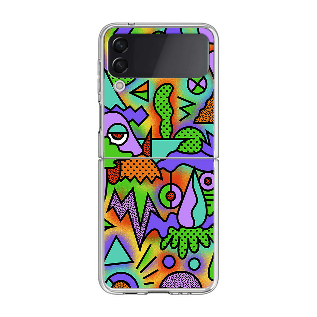 Abstract Colorful Doodle Art Samsung Galaxy Z Flip 3 Case