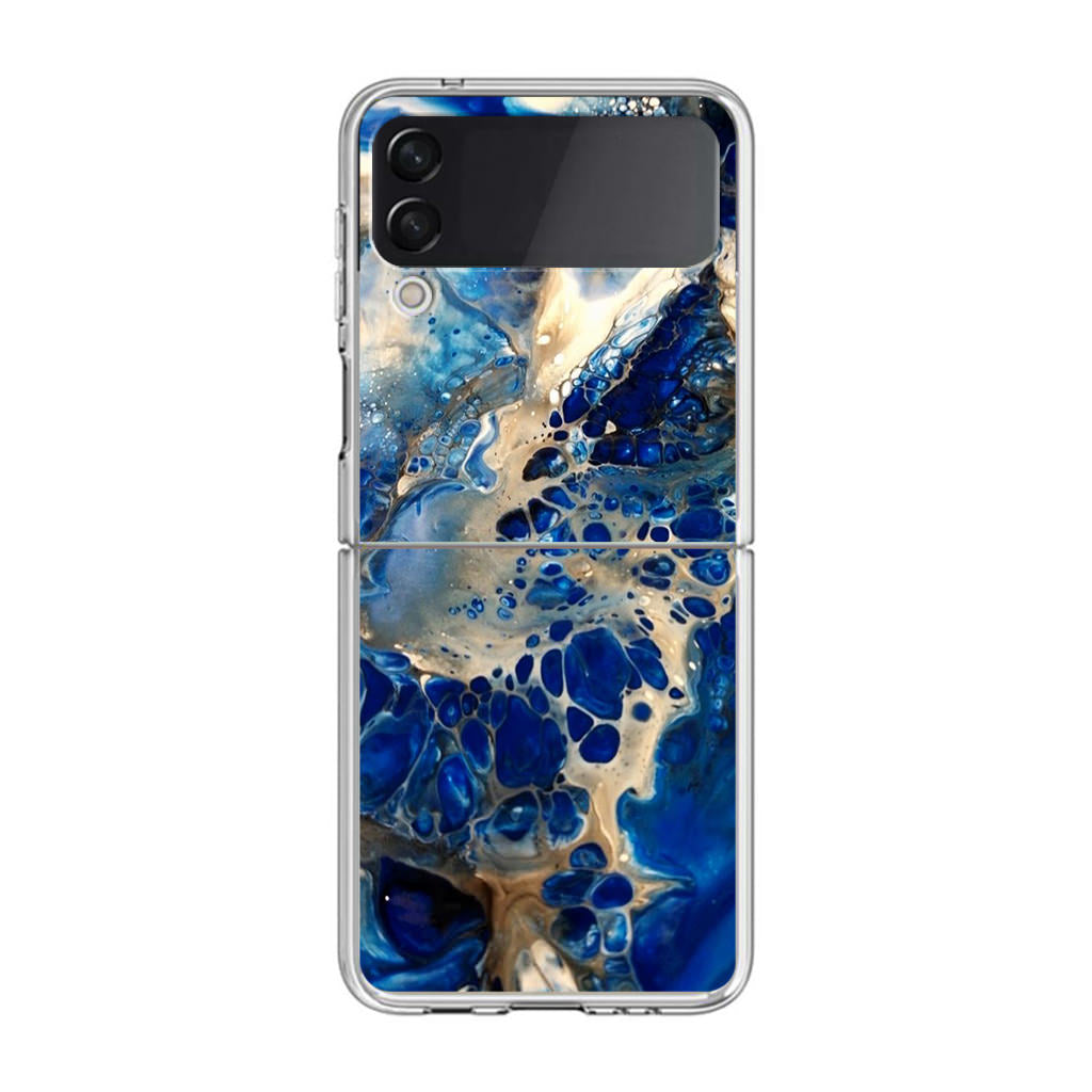 Abstract Golden Blue Paint Art Samsung Galaxy Z Flip 3 Case