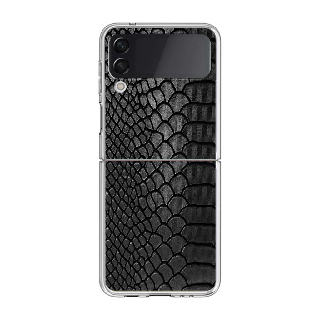 Black Snake Skin Texture Samsung Galaxy Z Flip 3 Case