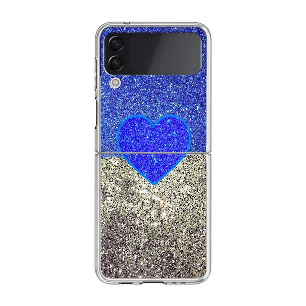 Love Glitter Blue and Grey Samsung Galaxy Z Flip 3 Case