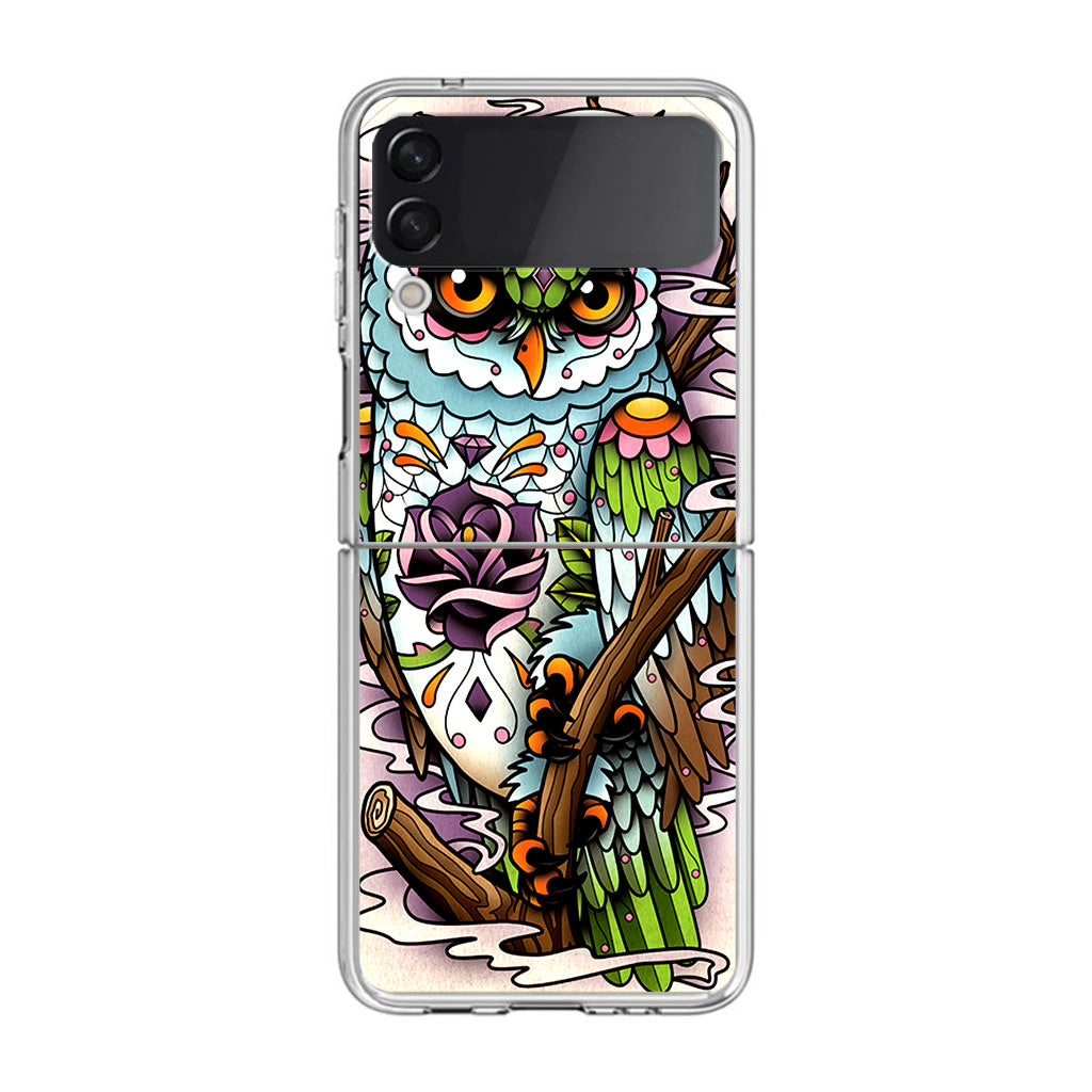 Sugar Skull Owl Tattoo Samsung Galaxy Z Flip 3 Case