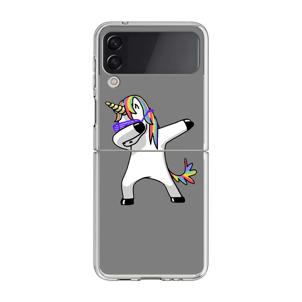 Unicorn Dabbing Grey Samsung Galaxy Z Flip 4 Case