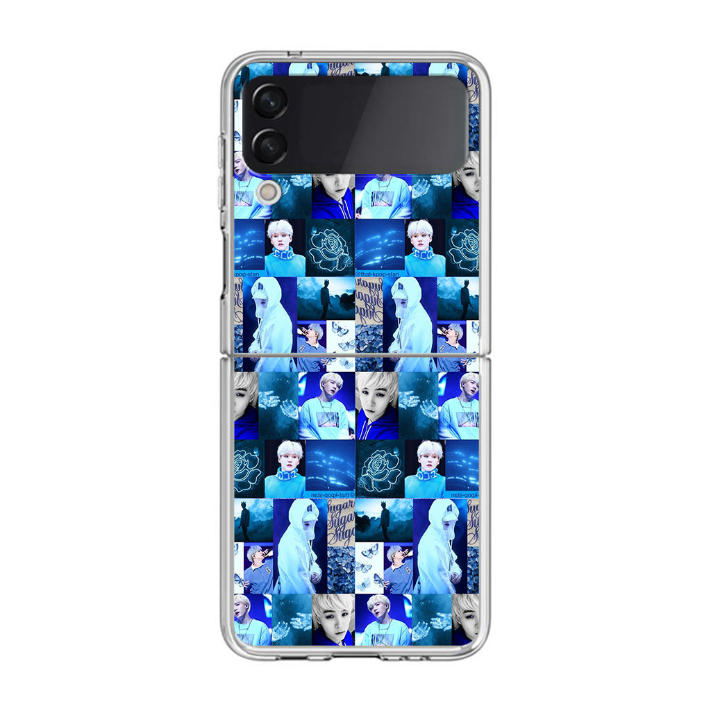 BTS Suga Blue Aesthetic Collage Samsung Galaxy Z Flip 3 Case