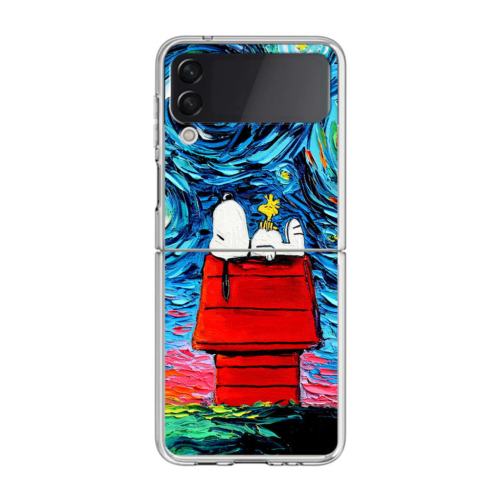 Dog Lying Under Starry Night Van Gogh Samsung Galaxy Z Flip 4 Case