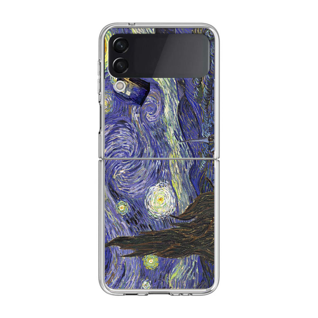 Dr Who Tardis In Van Gogh Starry Night Samsung Galaxy Z Flip 3 Case