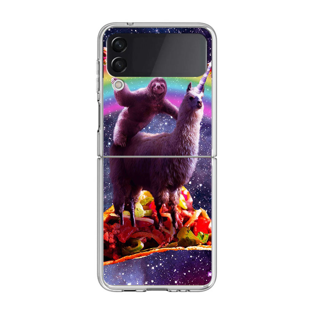 LLama And Sloth On Space Samsung Galaxy Z Flip 3 Case