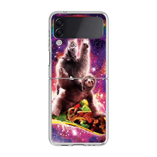 LLama Sloth And Cat Playing Together Samsung Galaxy Z Flip 3 Case