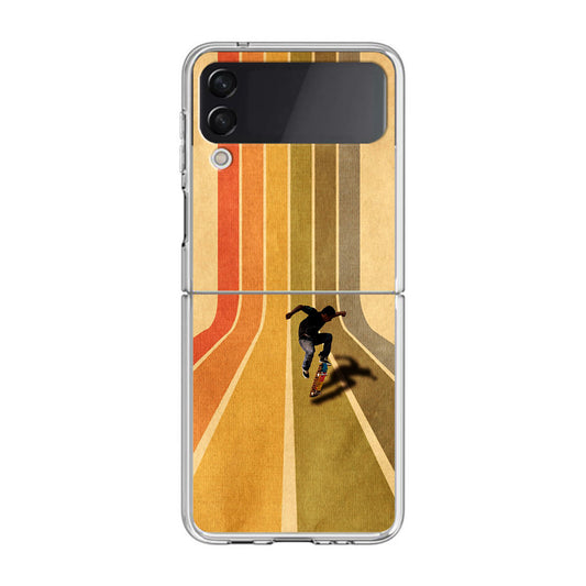 Vintage Skateboard On Colorful Stipe Samsung Galaxy Z Flip 3 Case