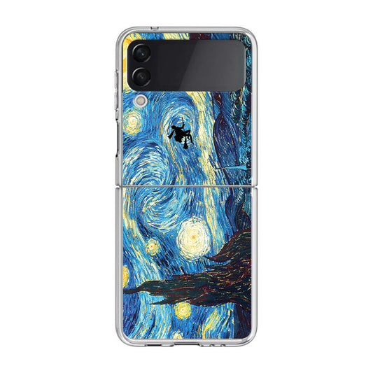 Witch Flying In Van Gogh Starry Night Samsung Galaxy Z Flip 3 Case