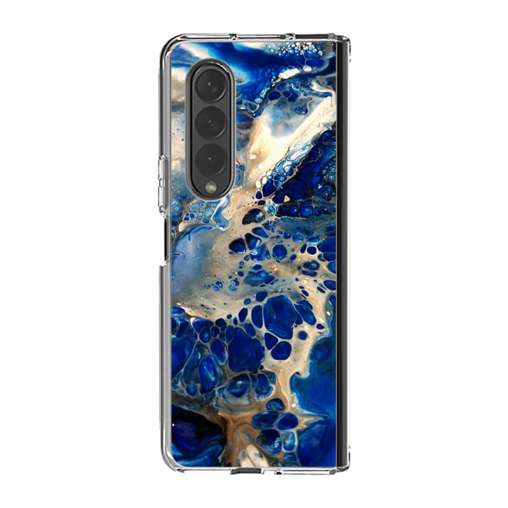 Abstract Golden Blue Paint Art Samsung Galaxy Z Fold 3 Case