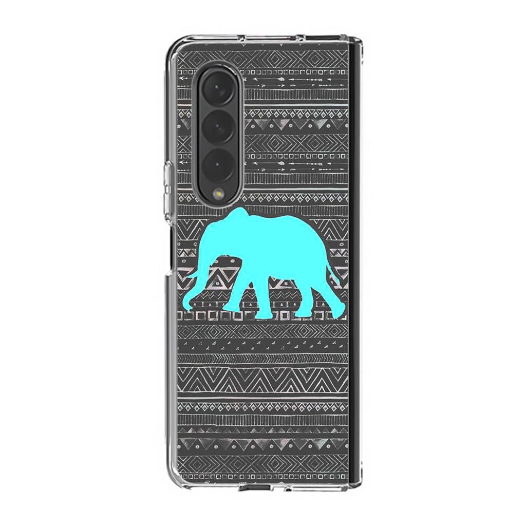 Aztec Elephant Turquoise Samsung Galaxy Z Fold 3 Case