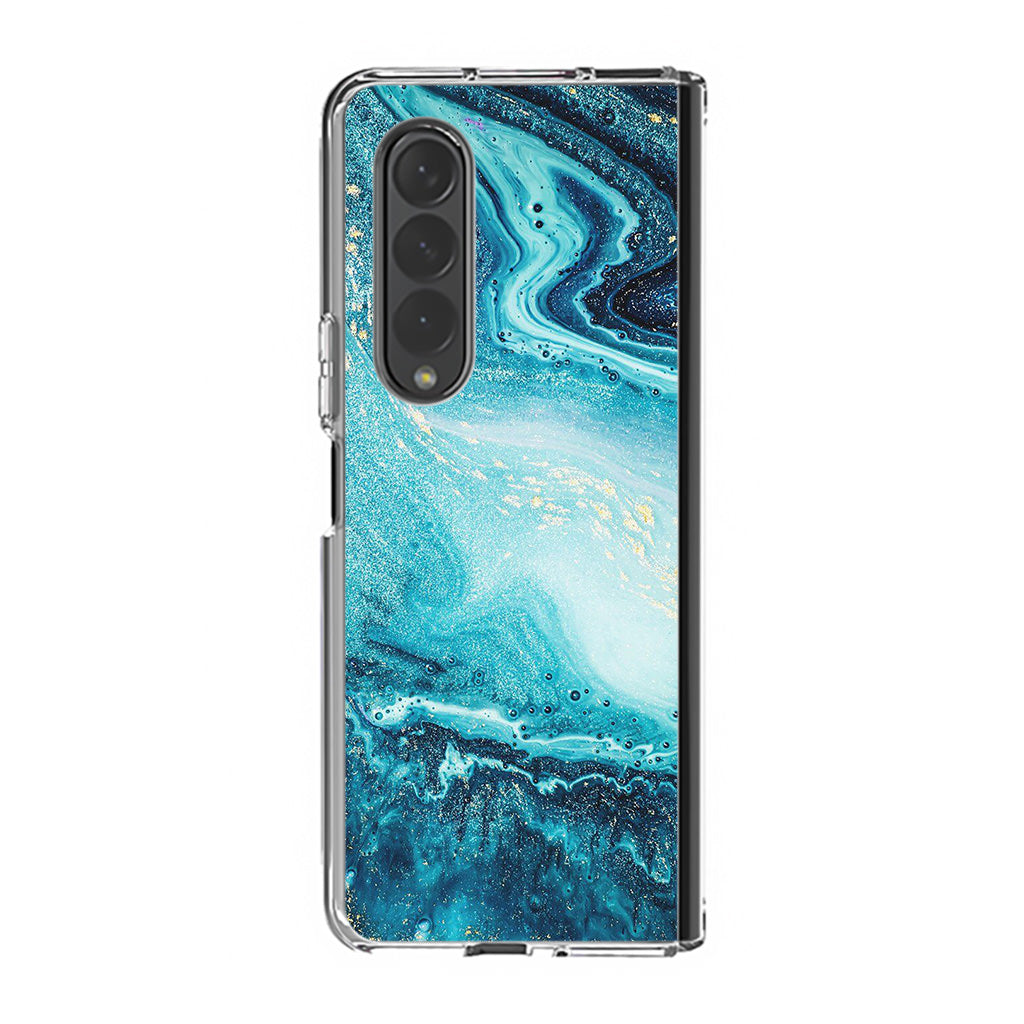 Blue Water Glitter Samsung Galaxy Z Fold 3 Case