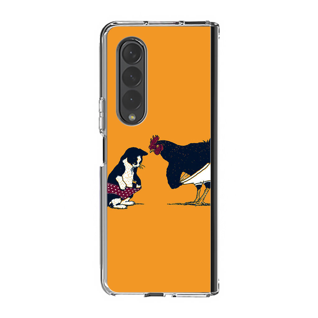 Cat Chicken Yellow Underwear Cute Samsung Galaxy Z Fold 3 Case