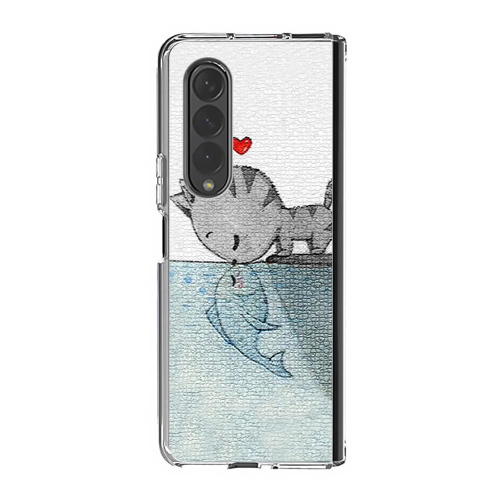 Cat Fish Kisses Samsung Galaxy Z Fold 3 Case