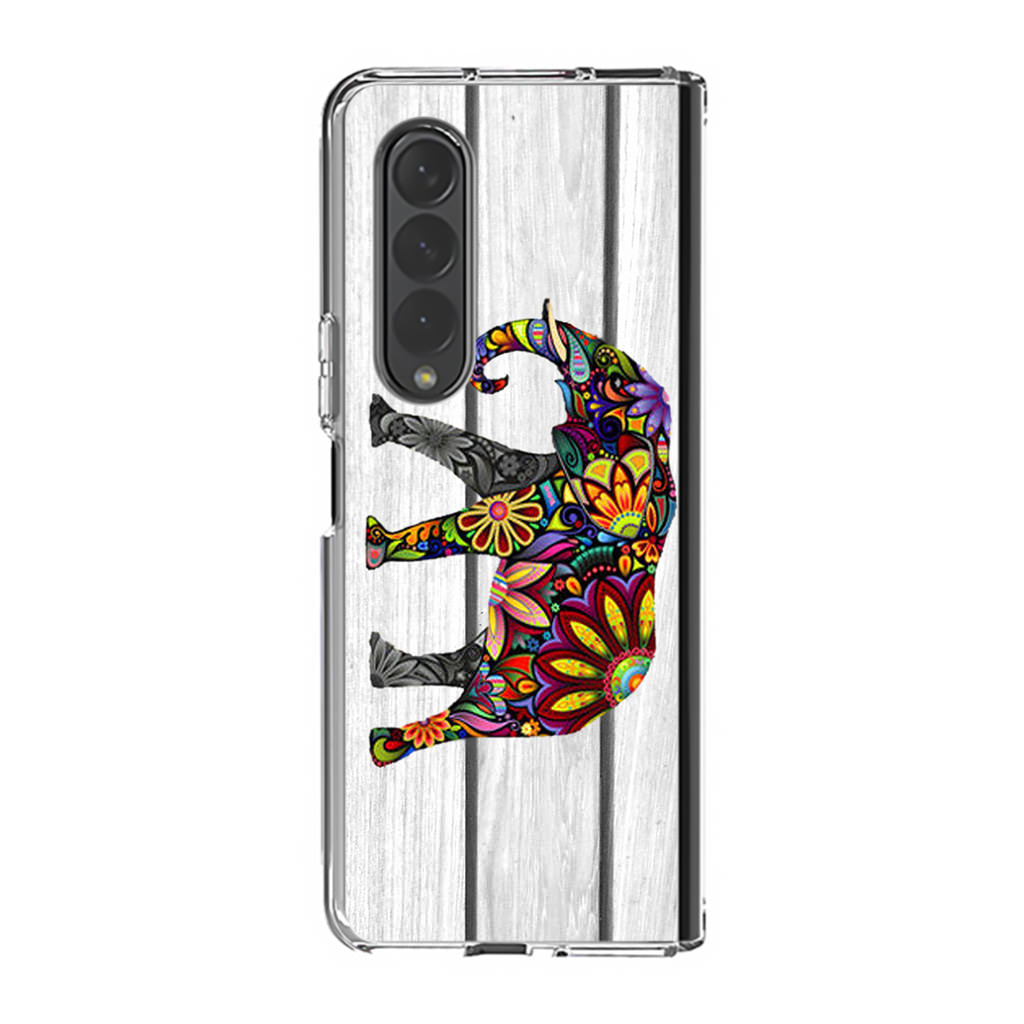 Colorful Elephant Flower Samsung Galaxy Z Fold 3 Case