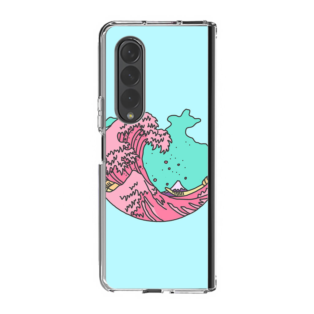 Japanese Pastel Wave Samsung Galaxy Z Fold 3 Case