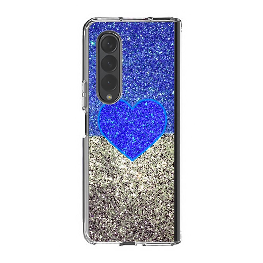 Love Glitter Blue and Grey Samsung Galaxy Z Fold 3 Case