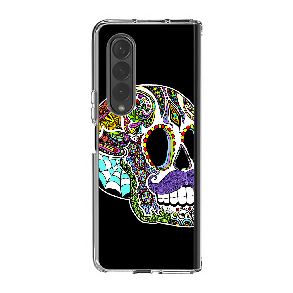 Mustache Sugar Skull Samsung Galaxy Z Fold 3 Case