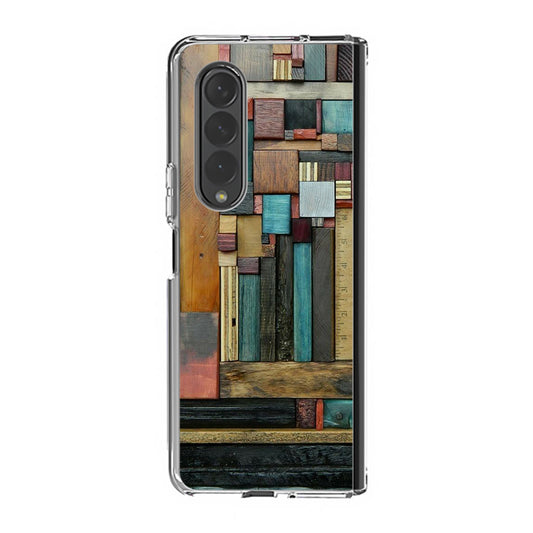 Painted Abstract Wood Sculptures Samsung Galaxy Z Fold 3 Case