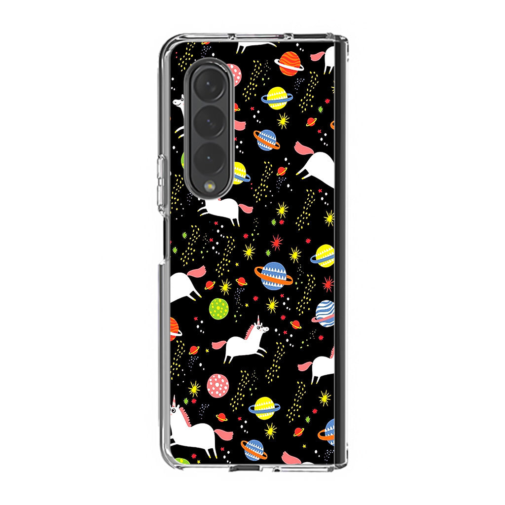 Space Unicorn Pattern Samsung Galaxy Z Fold 3 Case