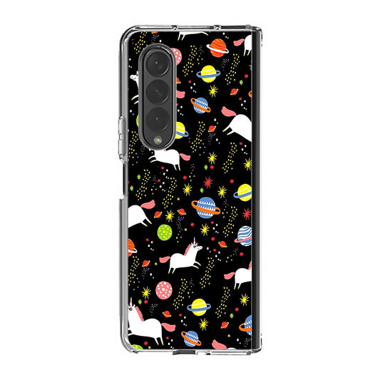 Space Unicorn Pattern Samsung Galaxy Z Fold 3 Case