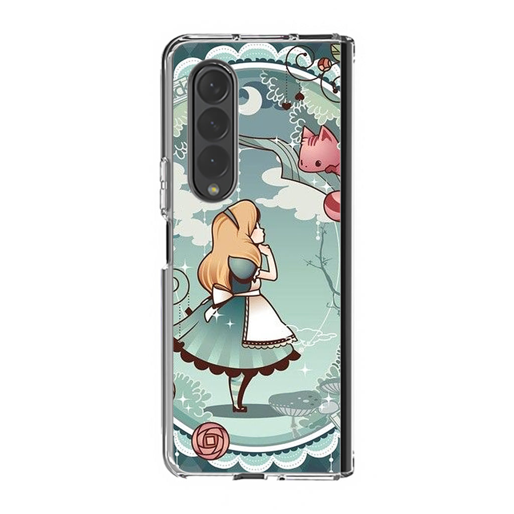 Alice And Cheshire Cat Poster Samsung Galaxy Z Fold 3 Case