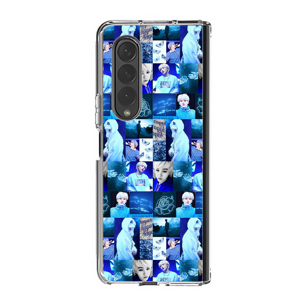 BTS Suga Blue Aesthetic Collage Samsung Galaxy Z Fold 3 Case